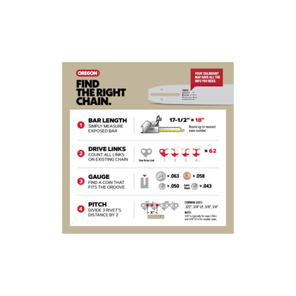 Oregon 72EXL072G 20" PowerCut Saw Chain for Husqvarna H47-72, 501 84 26-72, C83-72