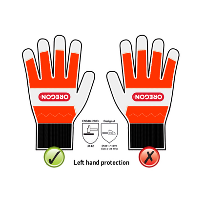 Oregon 91305M Chainsaw Left-Hand Protection Leather Gloves Medium (Size 9)