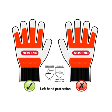 Oregon 91305M Chainsaw Left-Hand Protection Leather Gloves Medium (Size 9)