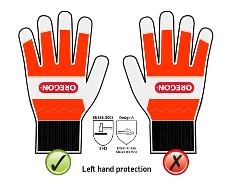 Oregon 91305L Chainsaw Left-Hand Protection Leather Gloves Large (Size 10)