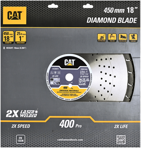 Cat® 400 Pro 10mm Laser Welded Hard & Multi Materials Diamond Blade 14" - 350mm