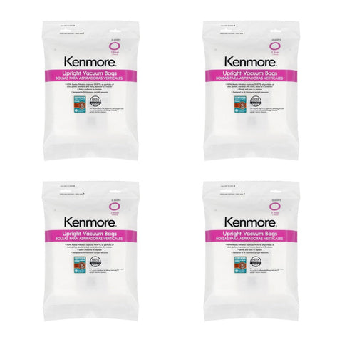 4 Pack   cleva 53293 kenmore style o hepa vacuum bags for upright vacuums genuine oem
