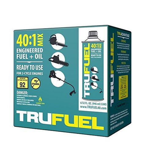 TruFuel 6525538 6 Pack 2-Cycle 40:1 Pre-Blended Fuel for OPE - 32 oz