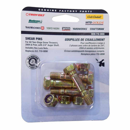 MTD OEM-710-0890 Genuine OEM Shear Bolt Kit, 5/16-18 x 1.5"