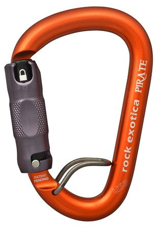 C1WEA - Orange Pirate WireEye Auto Lock Aluminum Carabiner - Rock Exotica